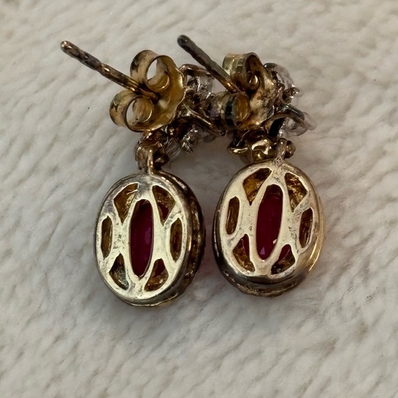 Ruby and Diamond Earrings made with 925 Sterling Silver. #179 - Picture 5 of 8